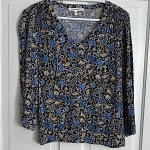 Black Rainn Paisley Blouse‎ - Blue, Yellow, and Black